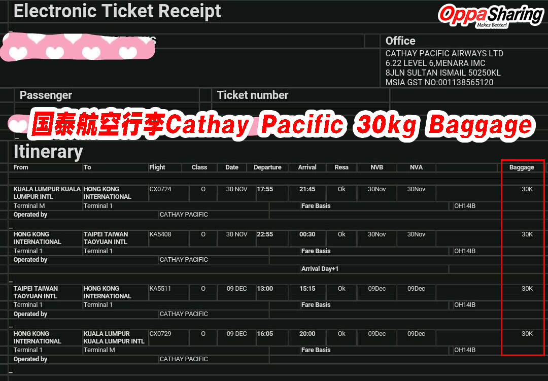 30kg baggage cathay pacific water
