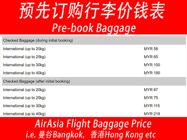 Check in luggage air asia